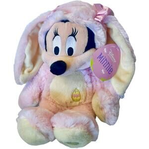 NEW Disney Store 17" Minnie Mouse EASTER BUNNY RABBIT Plush Pink Yellow NWT